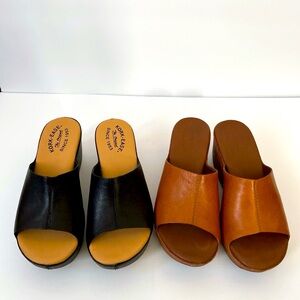 2 pairs Kork-Ease leather slip ons for $68